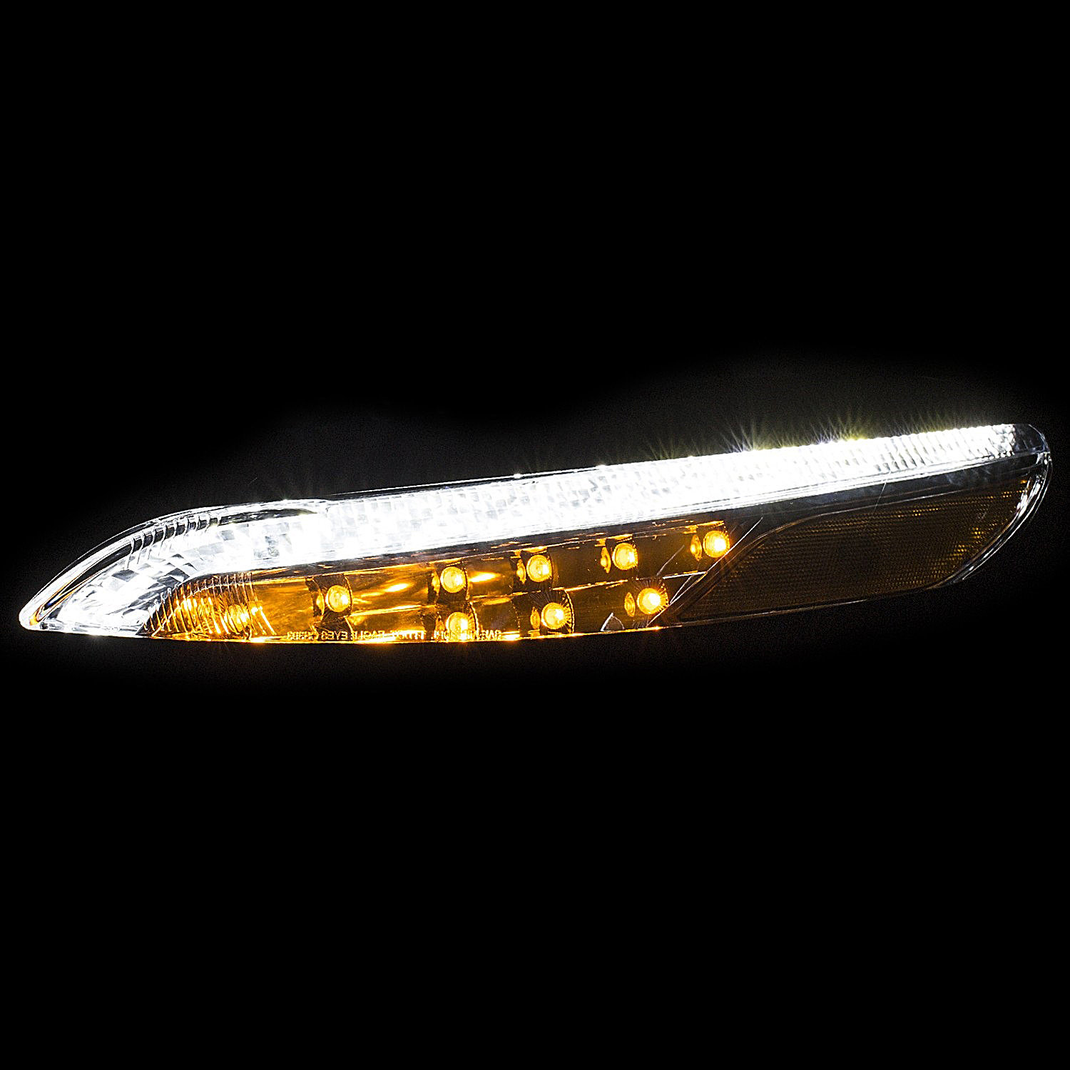 thumbnail image 2 of Speed Daddy LED DRL Headlight Assembly For Jeep Cherokee 2014-2018 – Chrome/Amber Reflector (Pair, Halogen/LED, 7440 Signal) 2 of 6