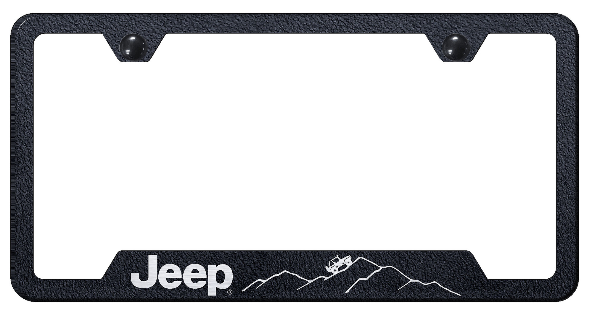 Automotive Gold Laser Etched Stainless Jeep Mountain License Plate Frame |  Quadratec