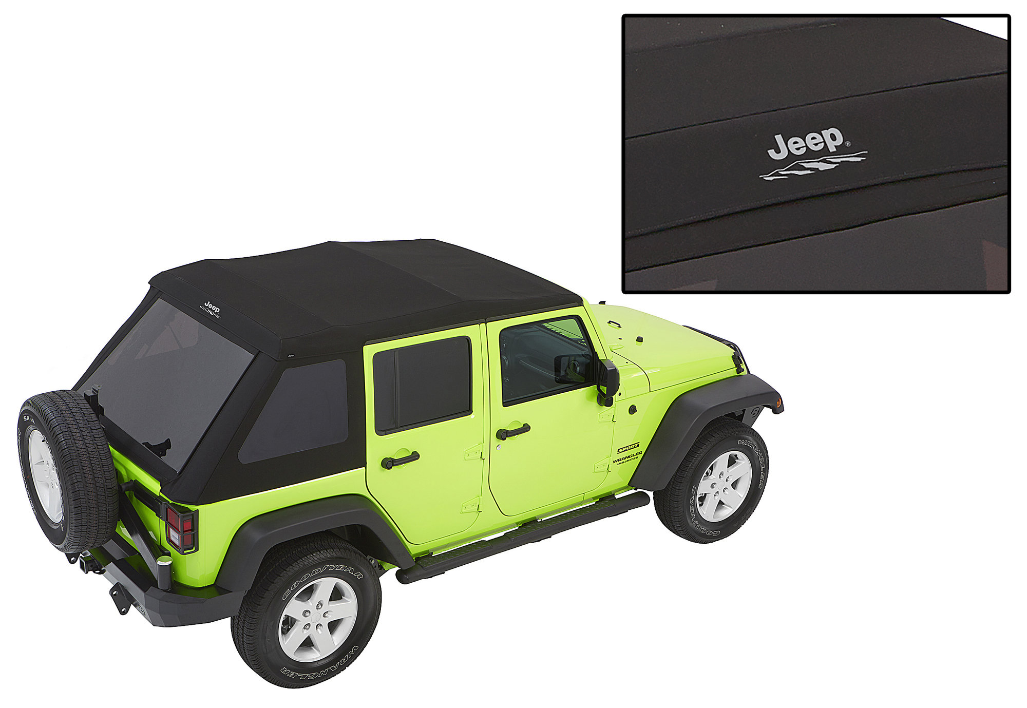 Bestop Jeep Logo Trektop Glide Soft Top for 07-18 Jeep Wrangler JK  Unlimited 4-Door | Quadratec