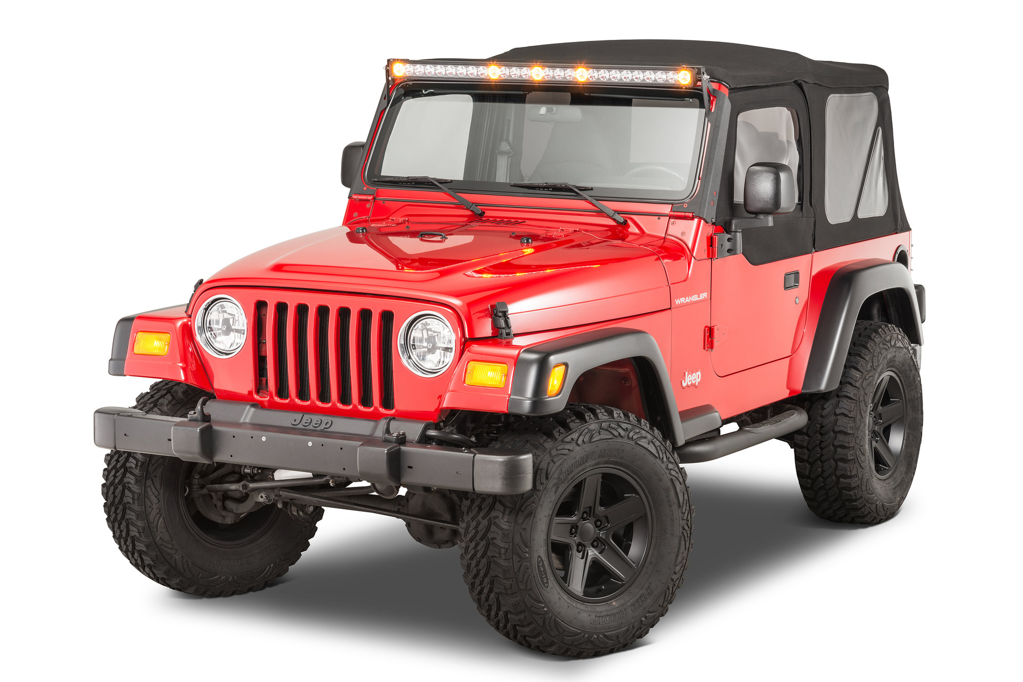 Jeep TJ 52 Inch Light Bar Bracket 97-06 Wrangler TJ Black Textured Powdercoat Fishbone Offroad