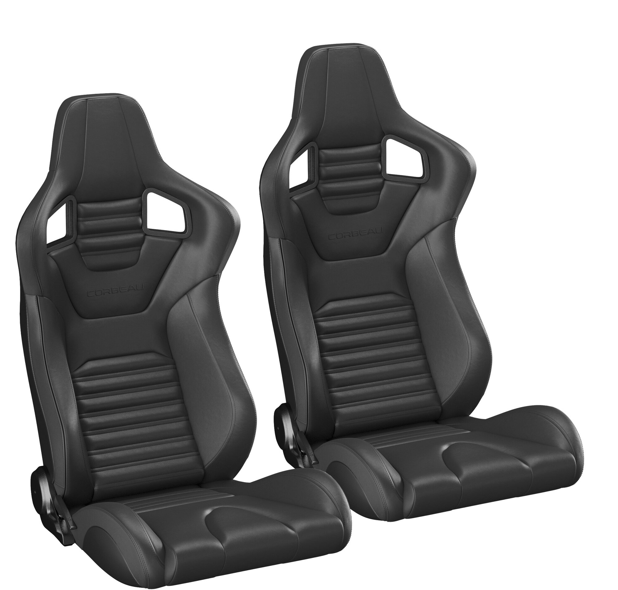 Corbeau RRS Reclining Front Seat Pair in Black Vinyl Diamond / White ...