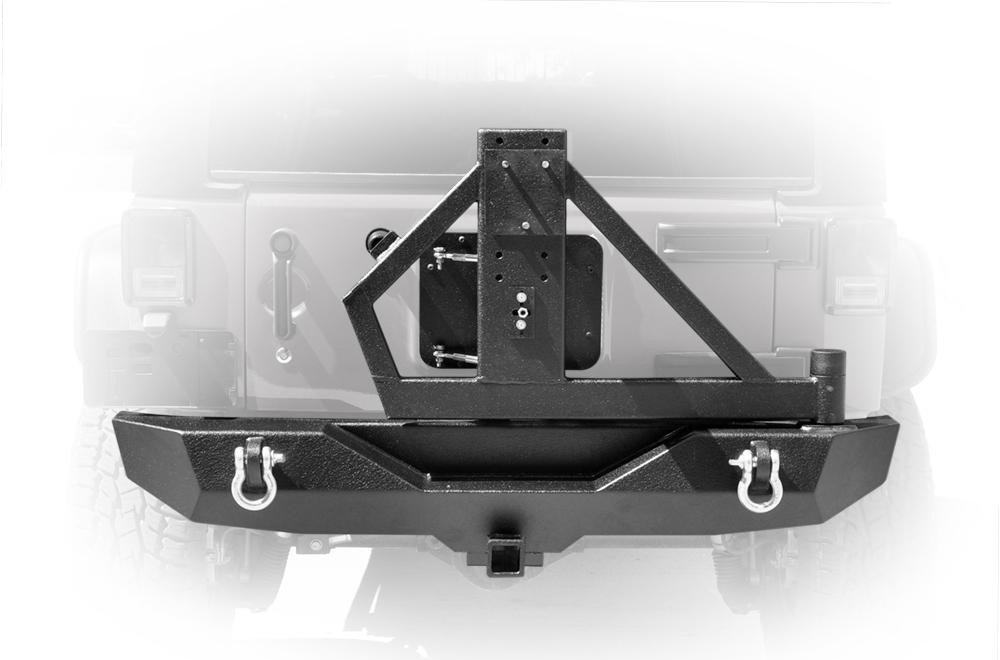 DV8 Offroad RBSTTB02 RS2 Single Action Rear Bumper with Tire Carrier for 0718 Jeep Wrangler