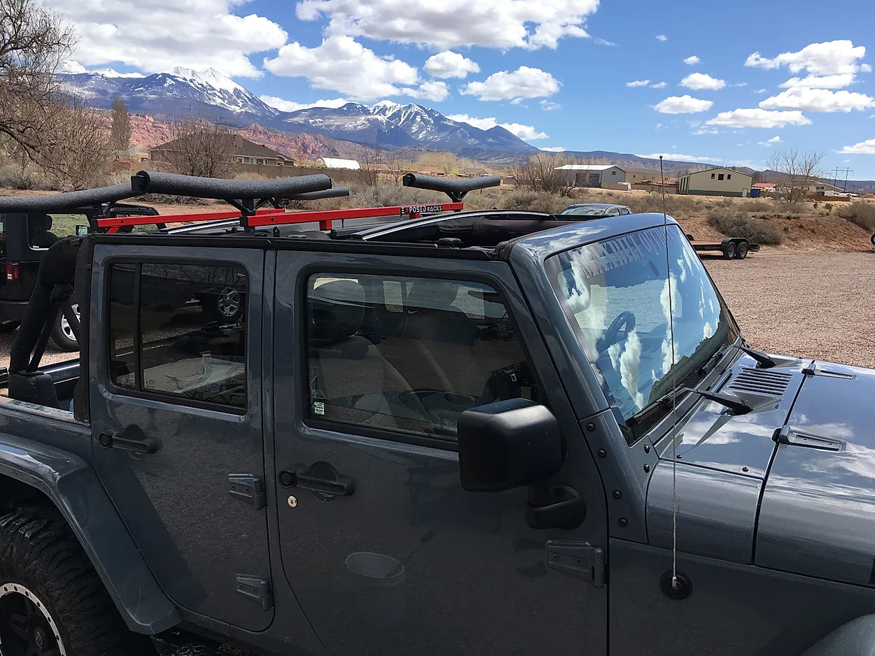 Exposed Racks Under Soft Top Roof Rack for 07-18 Jeep Wrangler Unlimited JK  4-Door | Quadratec