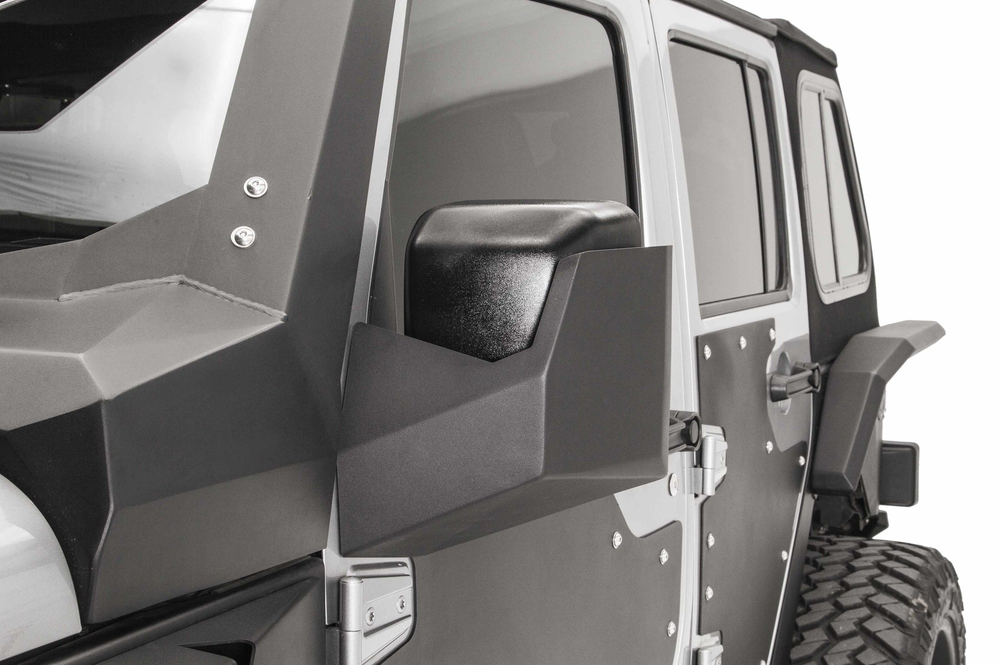 Fab Fours Body Armor Front Mirror Protectors Matte Black 2007-2018 Wrangler JK