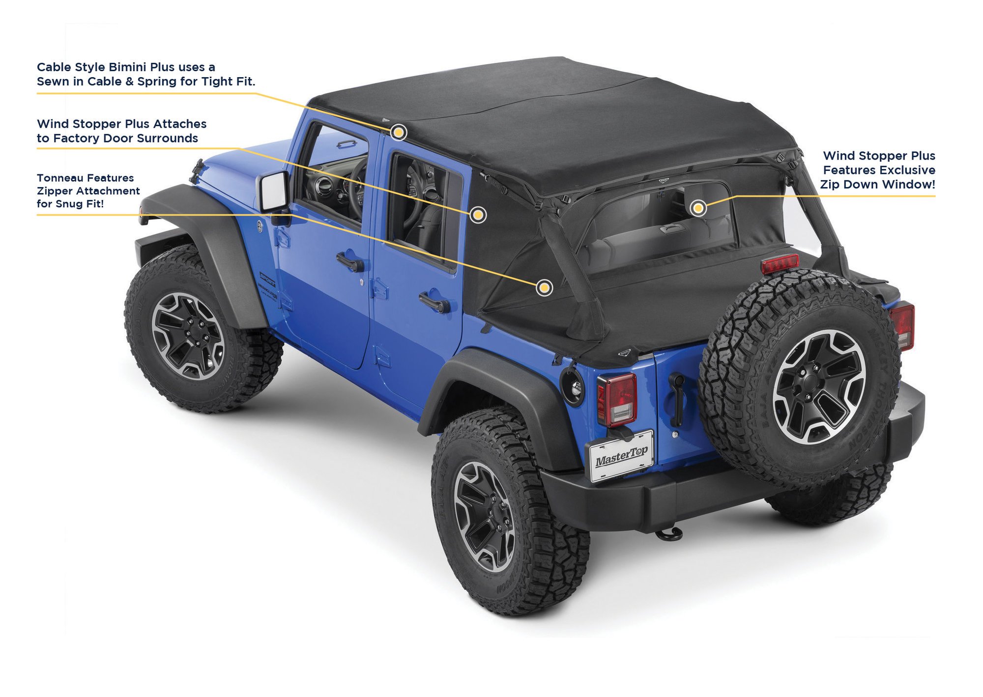 MasterTop Ultimate Summer Combo Tops in MasterTwill® Fabric for 07-18 Jeep  Wrangler JK Unlimited 4 Door | Quadratec