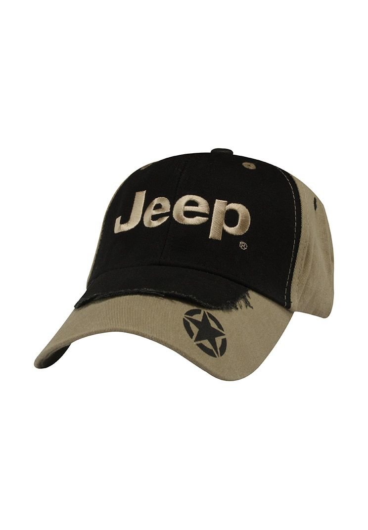 Mopar 12A5H Black & Tan Hat with Embroidered Jeep logo Quadratec