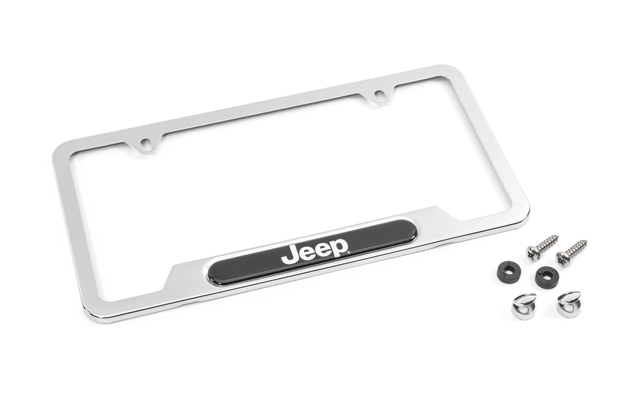 AUTHENTIC 3D JEEP Logo Front Stainless Steel License Plate Frame Metal 