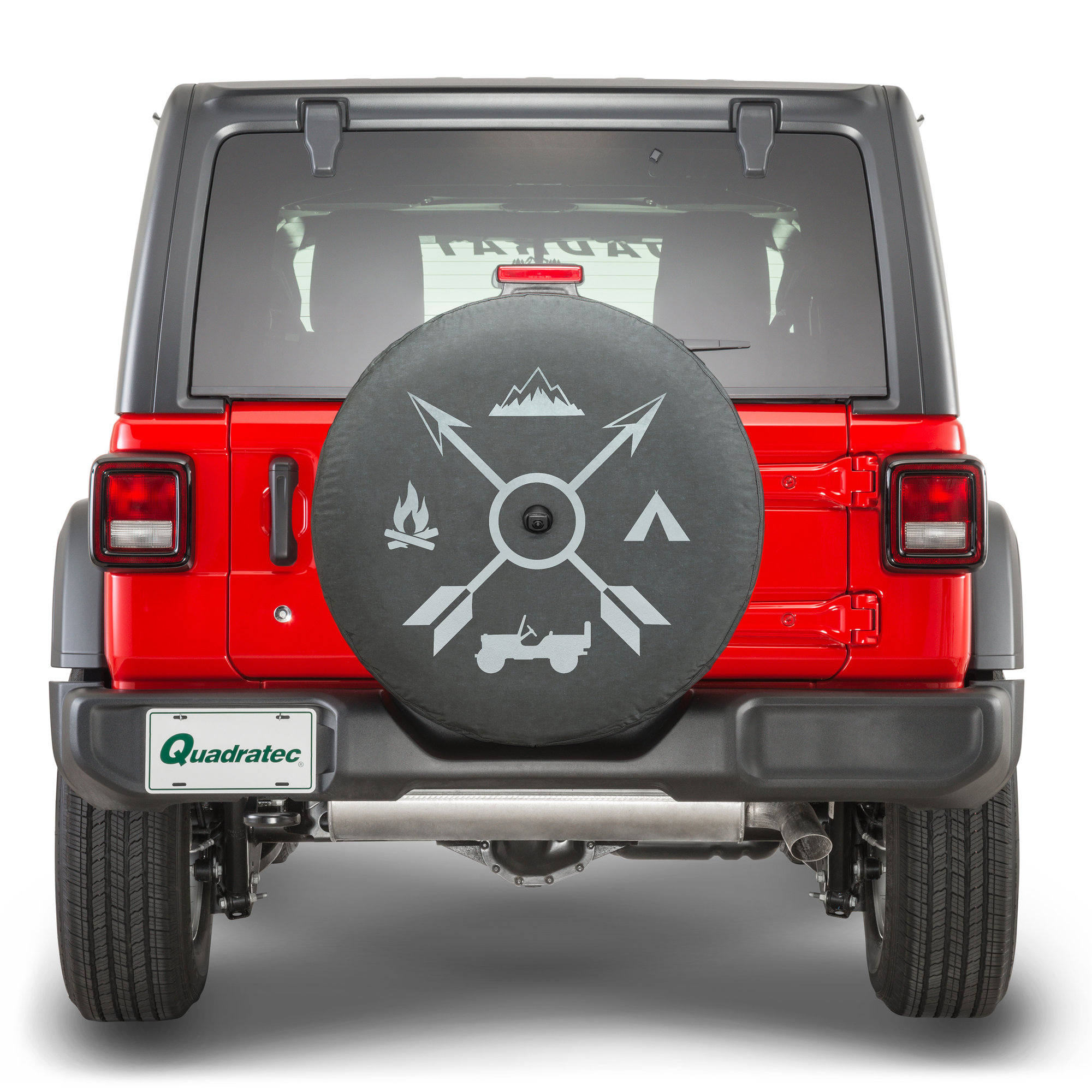 Mopar 82215440 Spare Tire Cover with Camping Logo for 18-21 Jeep Wrangler JL  | Quadratec