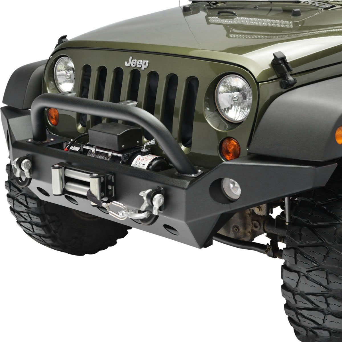 Paramount Automotive 51-0362 Full Width Front Bumper with Fog Light Housing  and D-Rings for 07-18 Jeep Wrangler JK | Quadratec