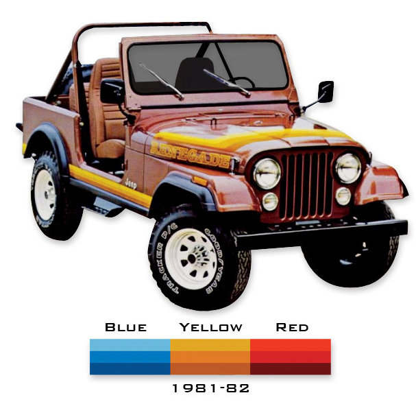 Phoenix Graphix Renegade Vinyl Hood Graphics Kit For 81 82 Jeep Cj7 Renegade Quadratec