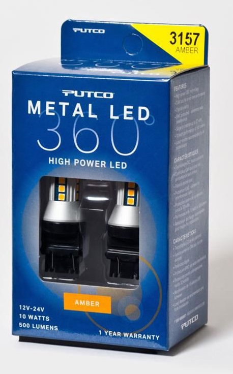 Putco 343157A-360 Metal 360 LED 3157 Amber Front Turn Signal Lamp Bulbs for  07-18 Jeep Wrangler JK | Quadratec