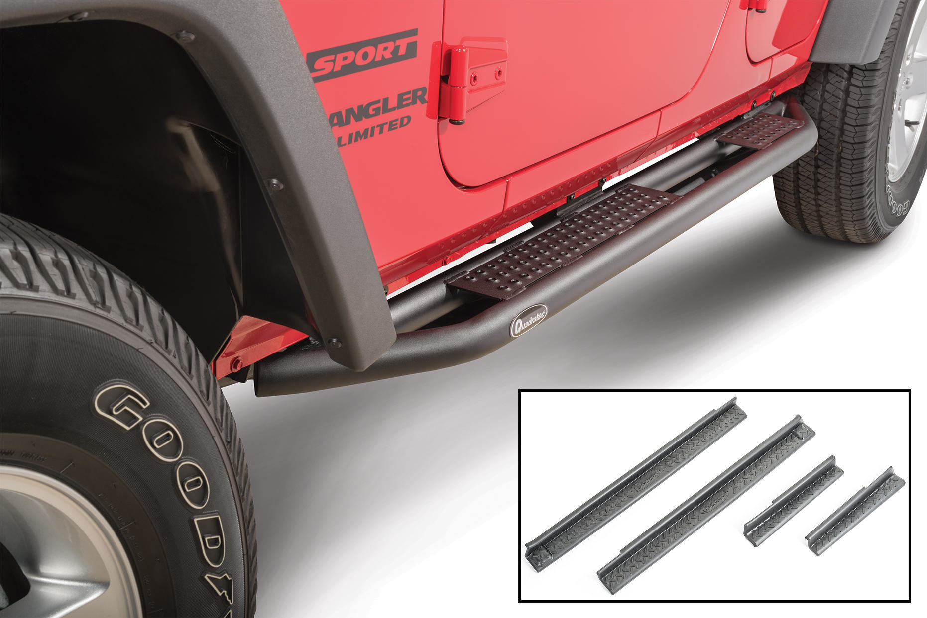 Quadratec QRC Side Armor with Step for 07-18 Jeep Wrangler Unlimited JK |  Quadratec