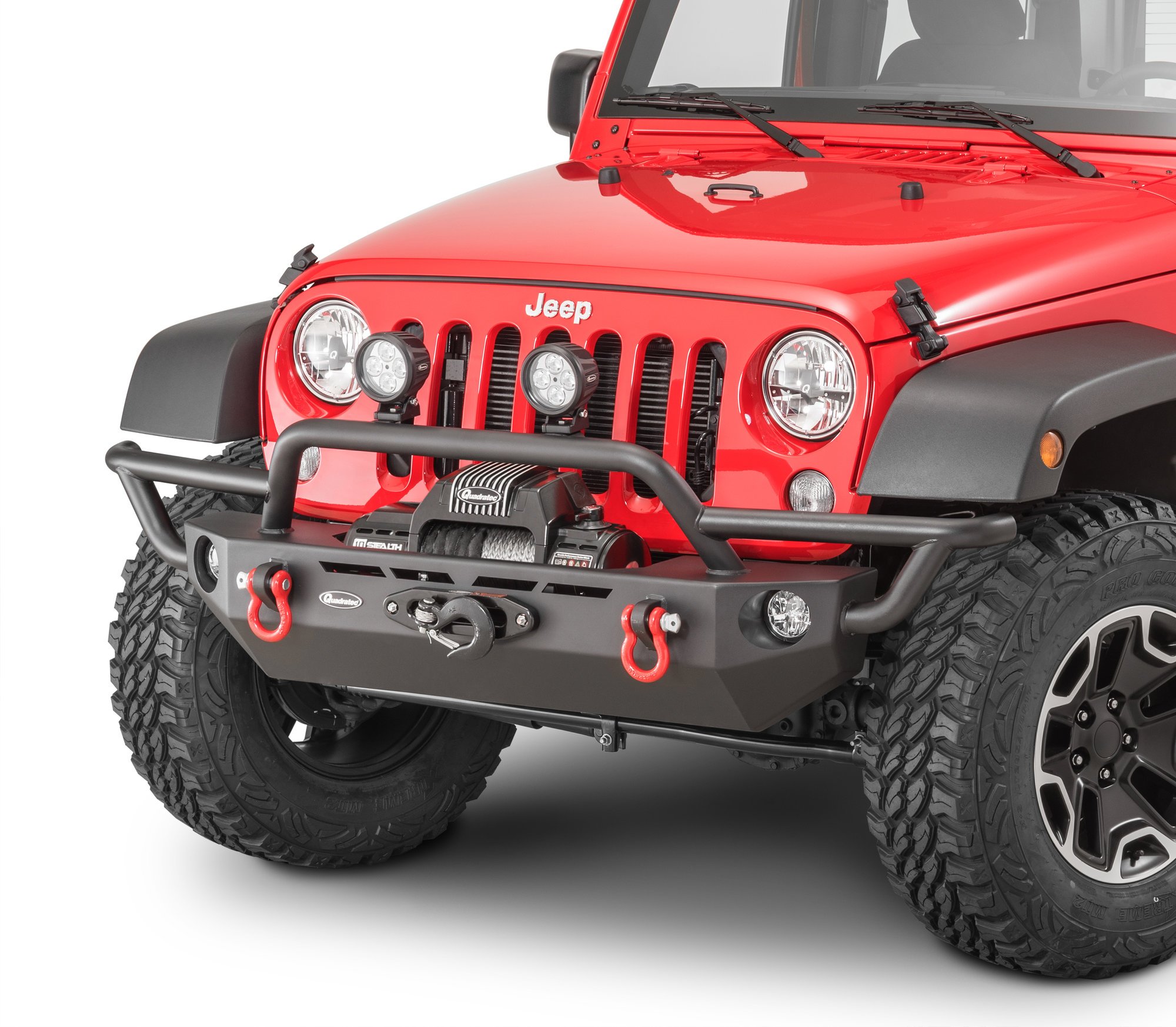 Full Width Front Bumper w/ Winch Plate & Spotlights For Jeep Wrangler JK 07-18 