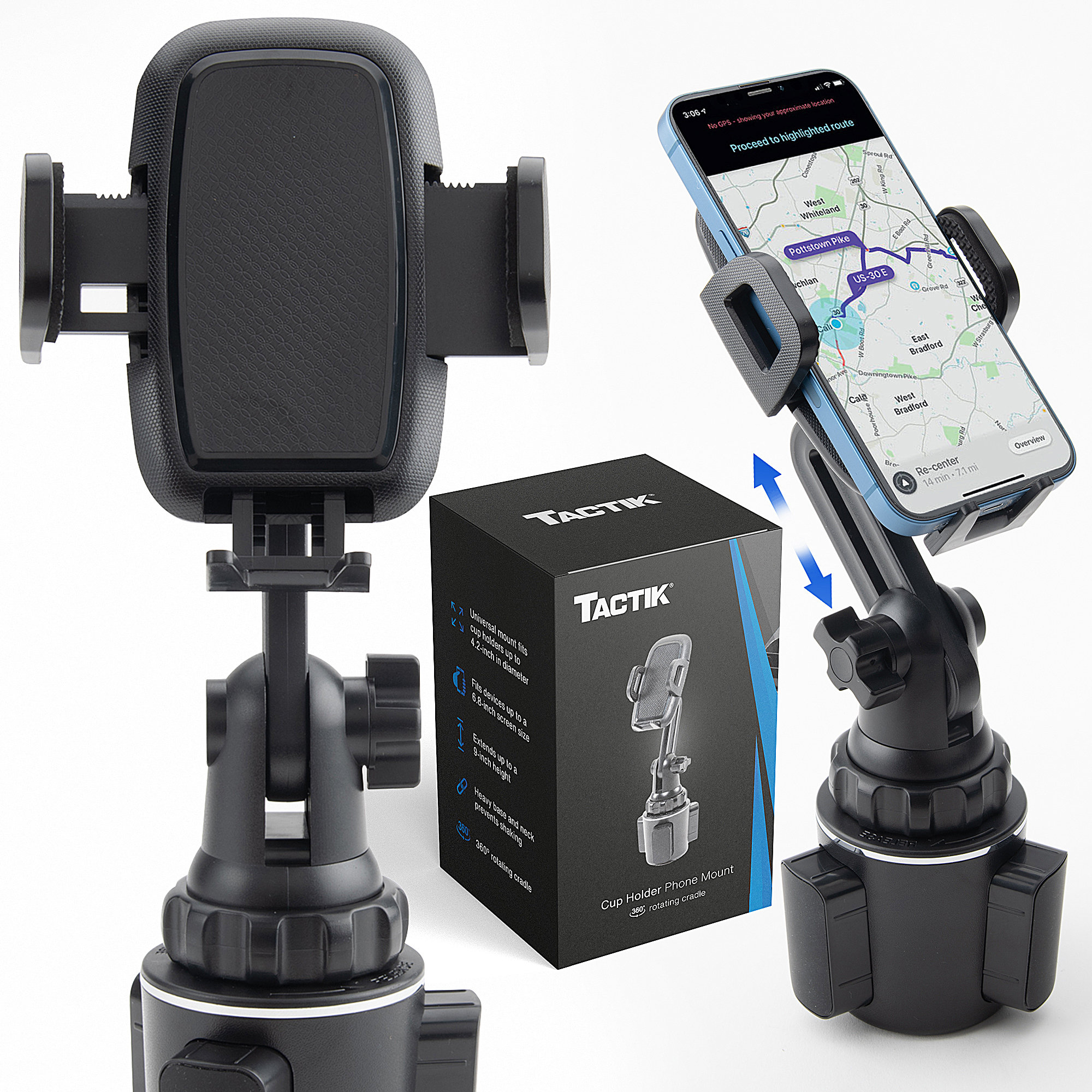 Tech Theory Cup Holder Car Phone Mount & Adjustable Tray – Aduro Products