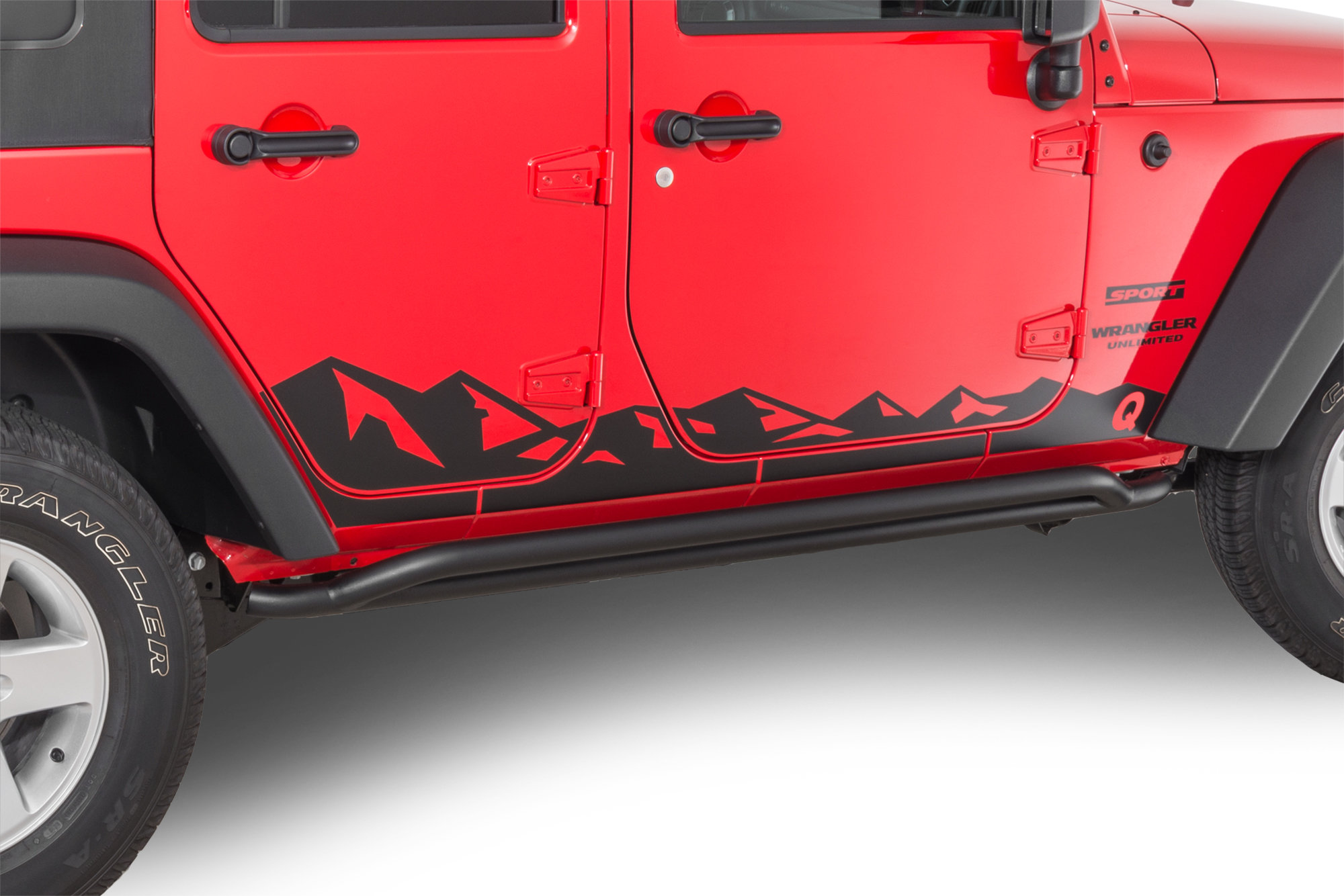 Quadratec 13135 0700 Premium Vinyl Rocker Panel Mountain Decal with Q Logo  for 07-18 Wrangler Unlimited JK | Quadratec