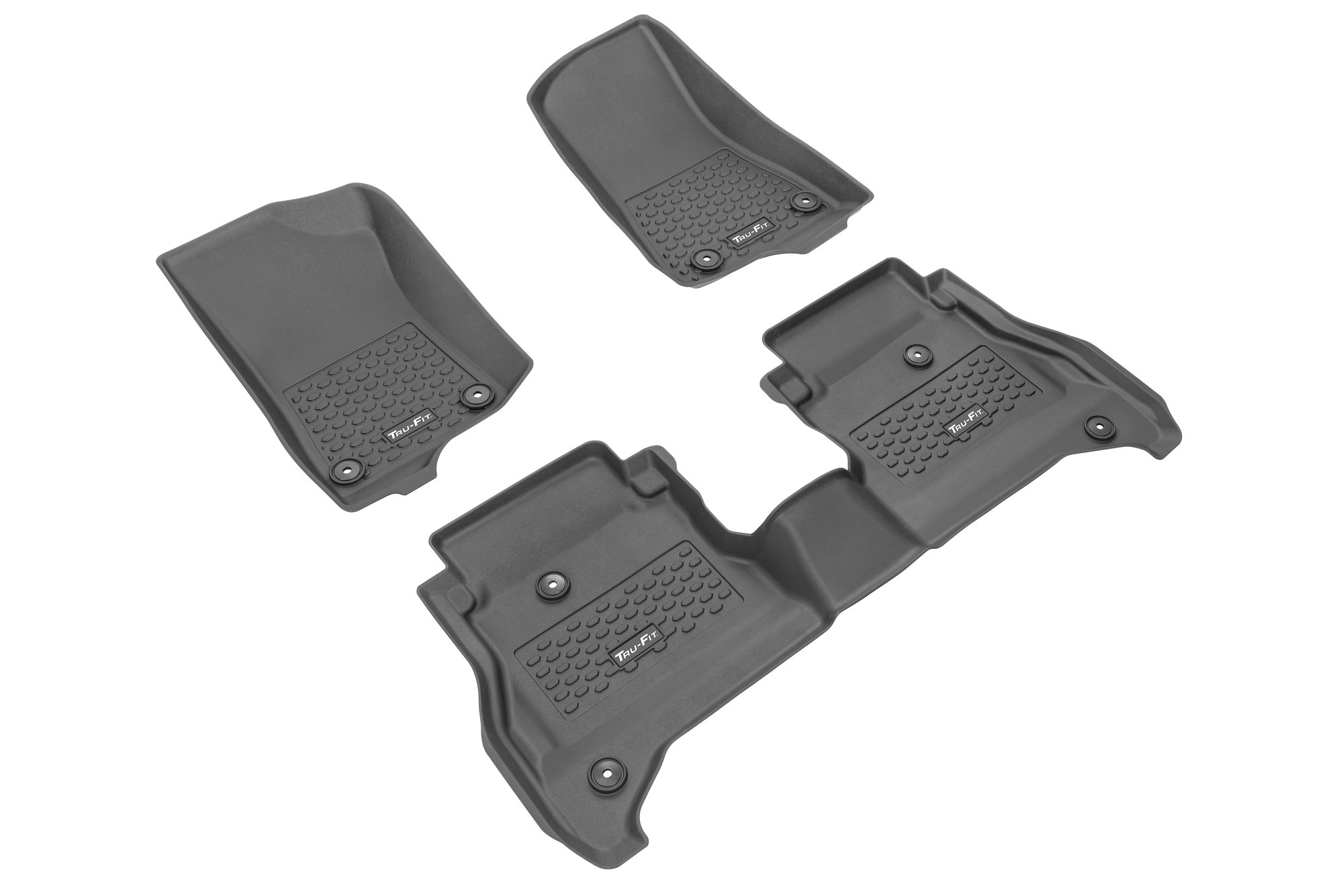 3W Jeep Gladiator 2020-2023 Custom Floor Mats TPE Material & All-Weather Protection, 2020-2023 / Gladiator 2020-2023 / 1st&2nd Row Mats with Red Logo