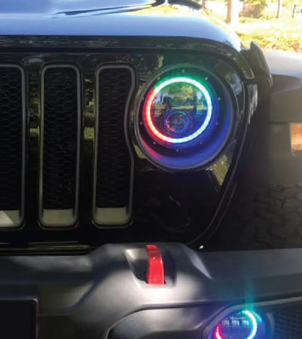 LED Headlight Halo Ring Bluetooth Multi-Color RGB Kit for Jeep Liberty 08-13 
