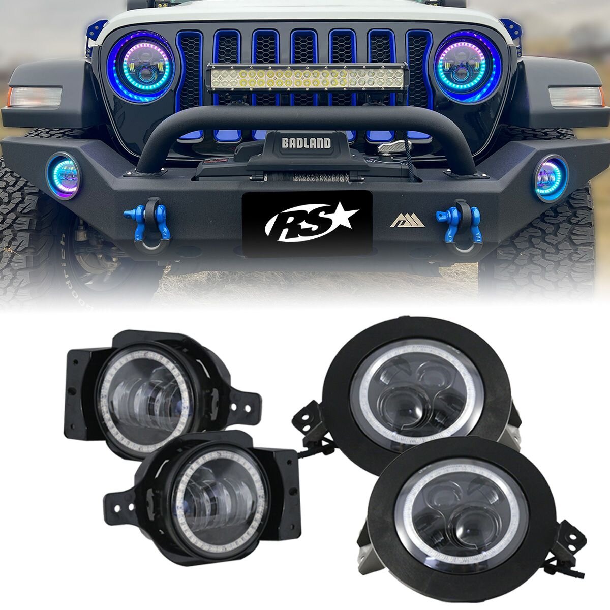 Race Sport Lighting 9in Adapted Headlight & 4in Foglight ColorSMART ...