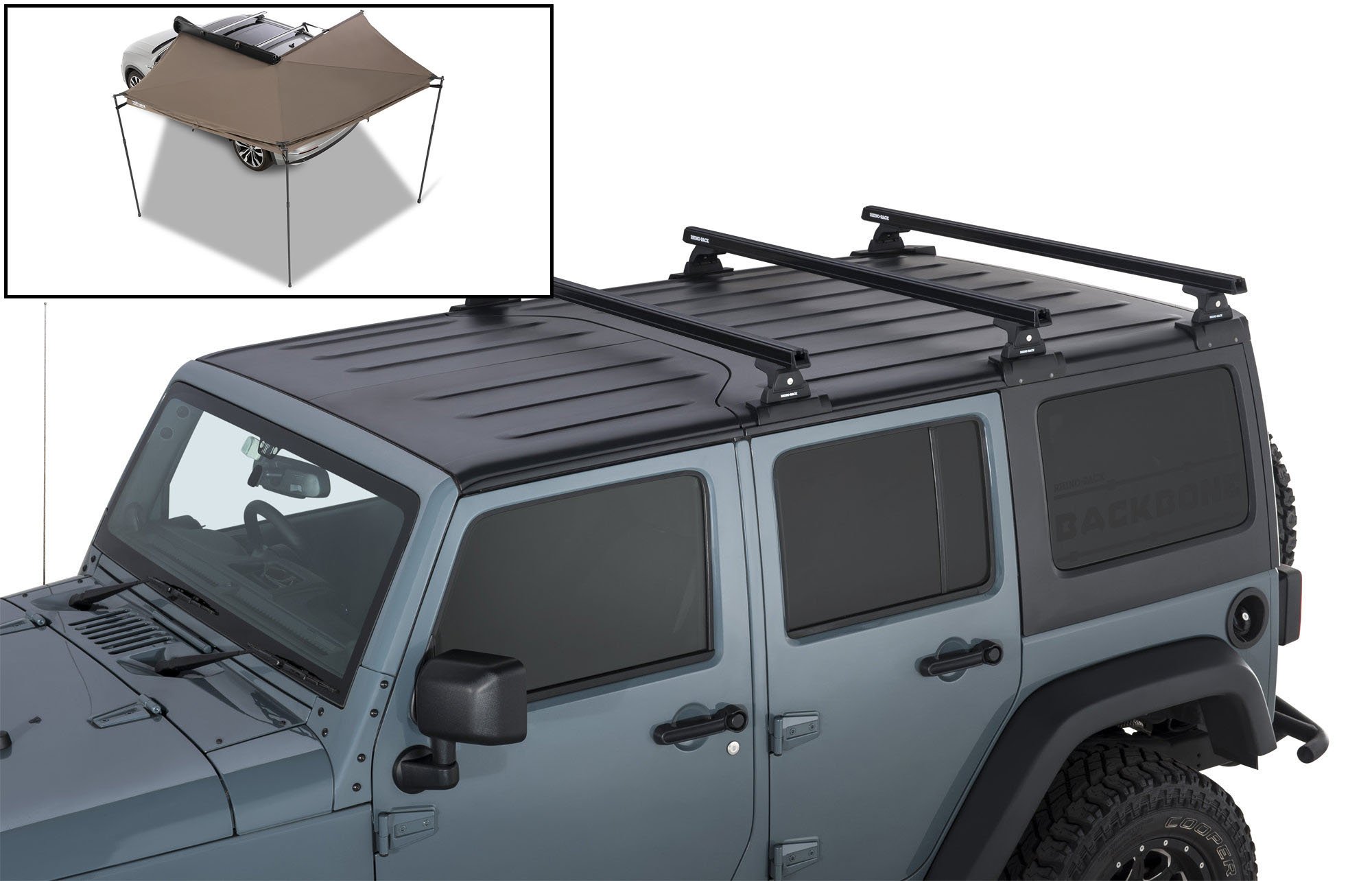 Rhino-Rack Heavy Duty 3-Bar Backbone Roof Rack for 07-18 Jeep Wrangler  Unlimited JK Hardtop | Quadratec