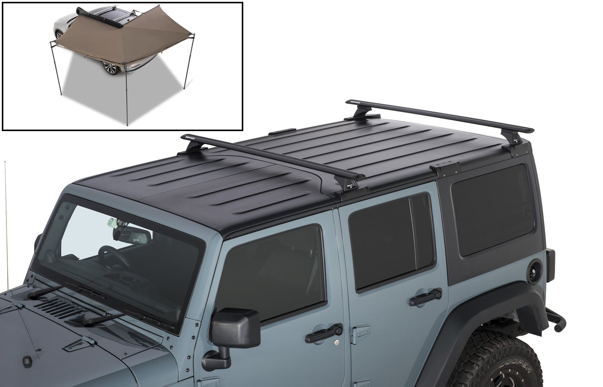 Rhino-Rack Vortex 2-Bar Backbone Roof Rack for 07-18 Jeep Wrangler  Unlimited JK Hardtop | Quadratec