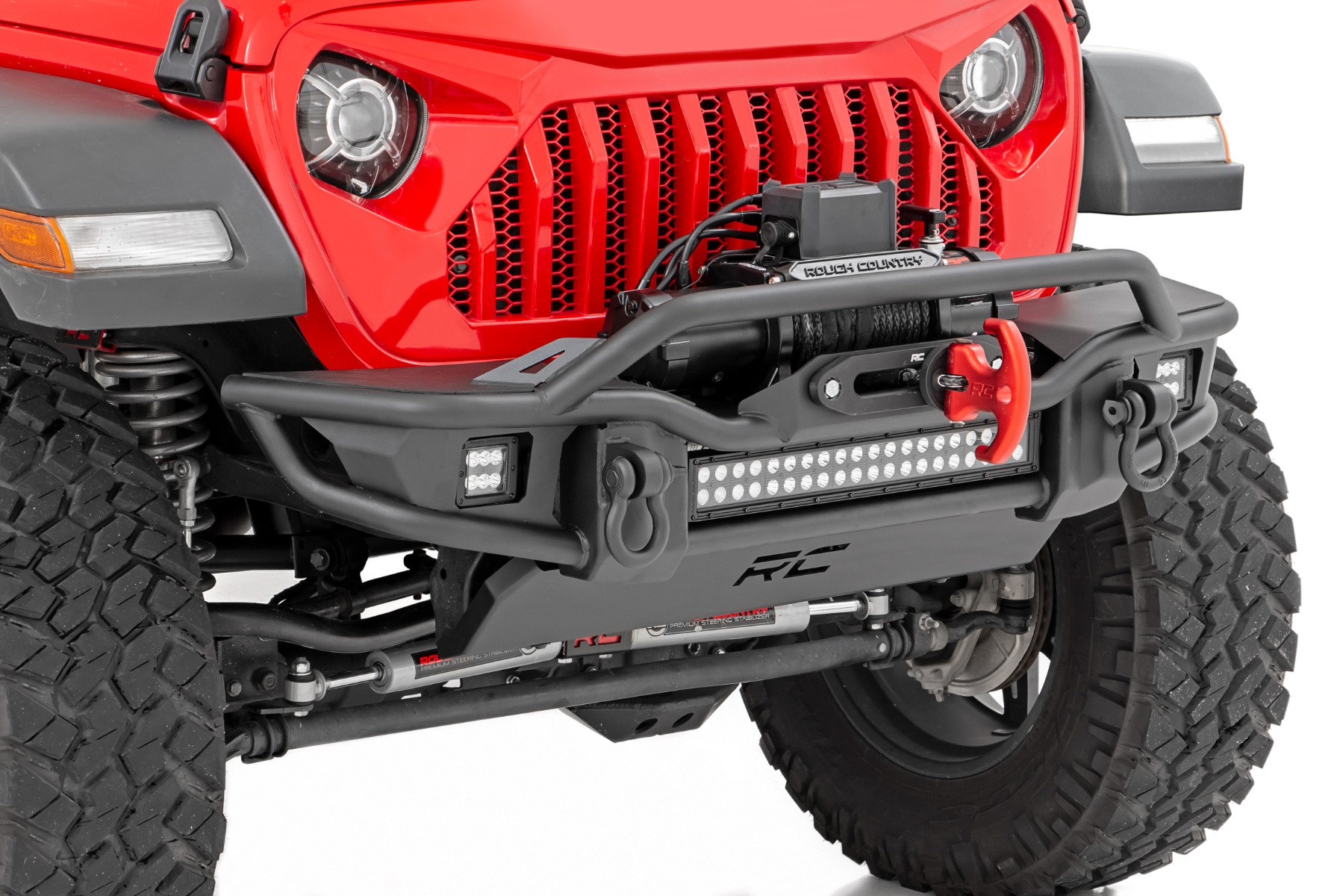 Rough Country 10647 Tubular Front Winch Bumper for 07-22 Jeep Wrangler JL,  JK & Gladiator JT | Quadratec