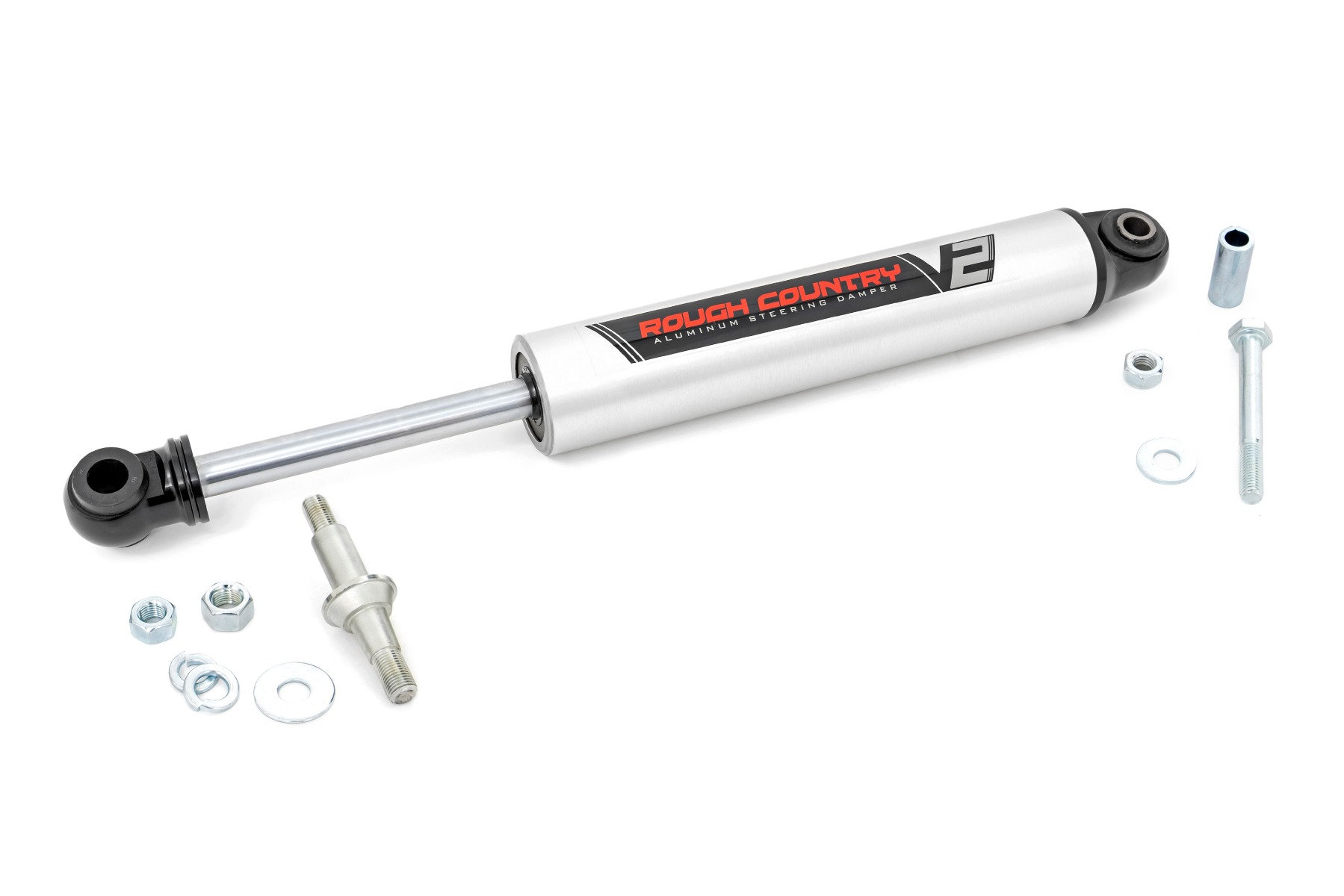 Rough Country 8731770 V2 Steering Stabilizer for 84-06 Jeep Wrangler YJ, TJ,  Cherokee XJ, Grand Cherokee ZJ & WJ | Quadratec