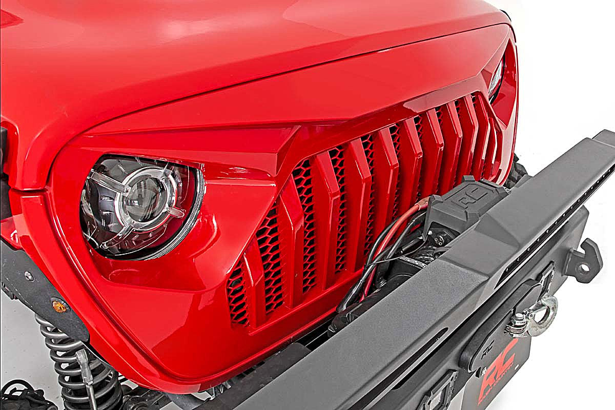 Rough Country 10496 Angry Eyes Replacement Grille for 18-21 Jeep Wrangler  JL & 20-21 Gladiator JT | Quadratec