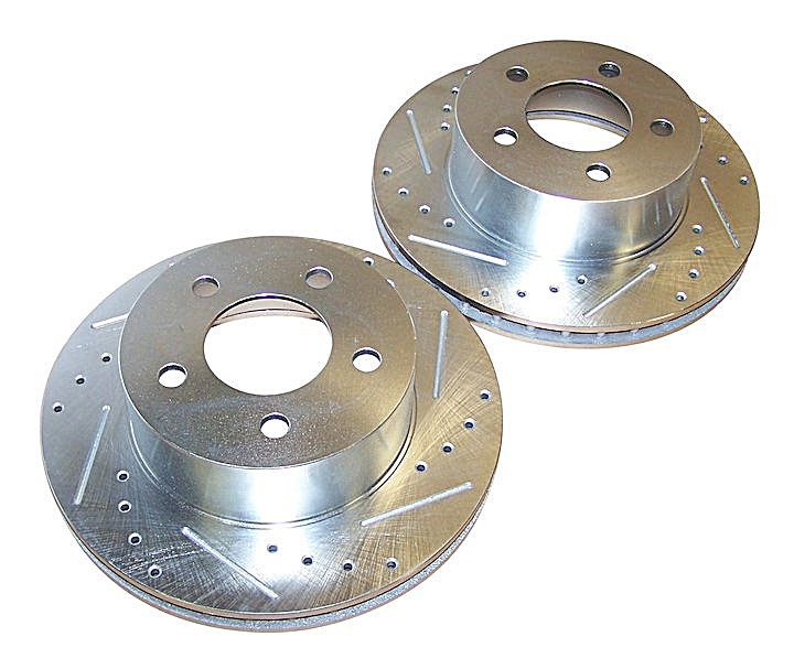Crown Automotive RT31002 Drilled and Slotted Front Brake Rotor Set for 90-97  Jeep Wrangler YJ & TJ; 90-99 Cherokee XJ & Comanche MJ and 93-98 Grand  Cherokee ZJ | Quadratec