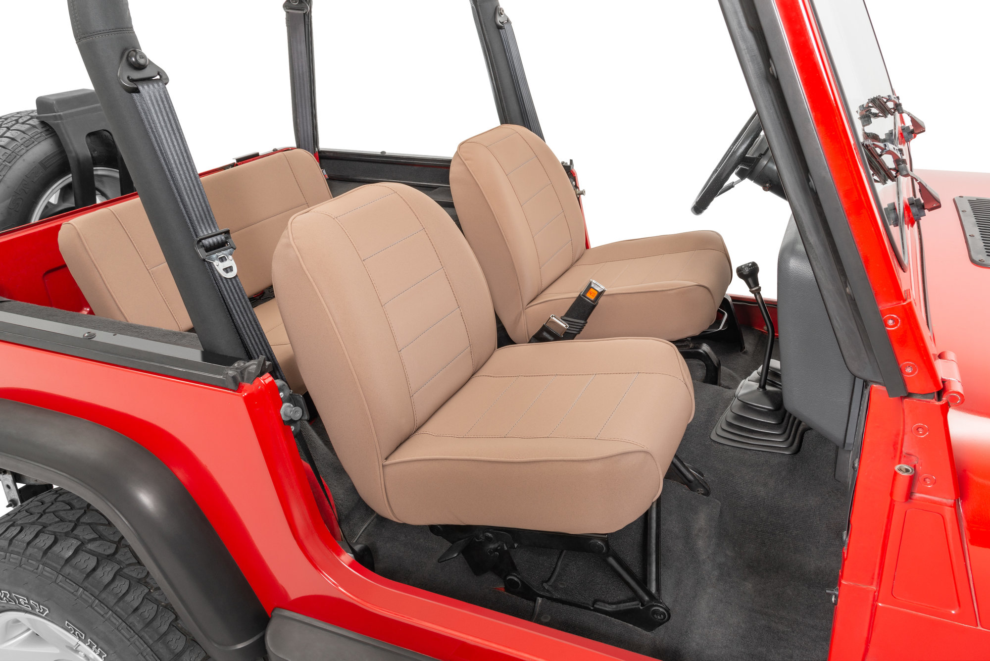 Rugged Ridge  Premium Low-Back Bucket Seat Tan for 76-02 Jeep CJ & Wrangler  YJ, TJ | Quadratec