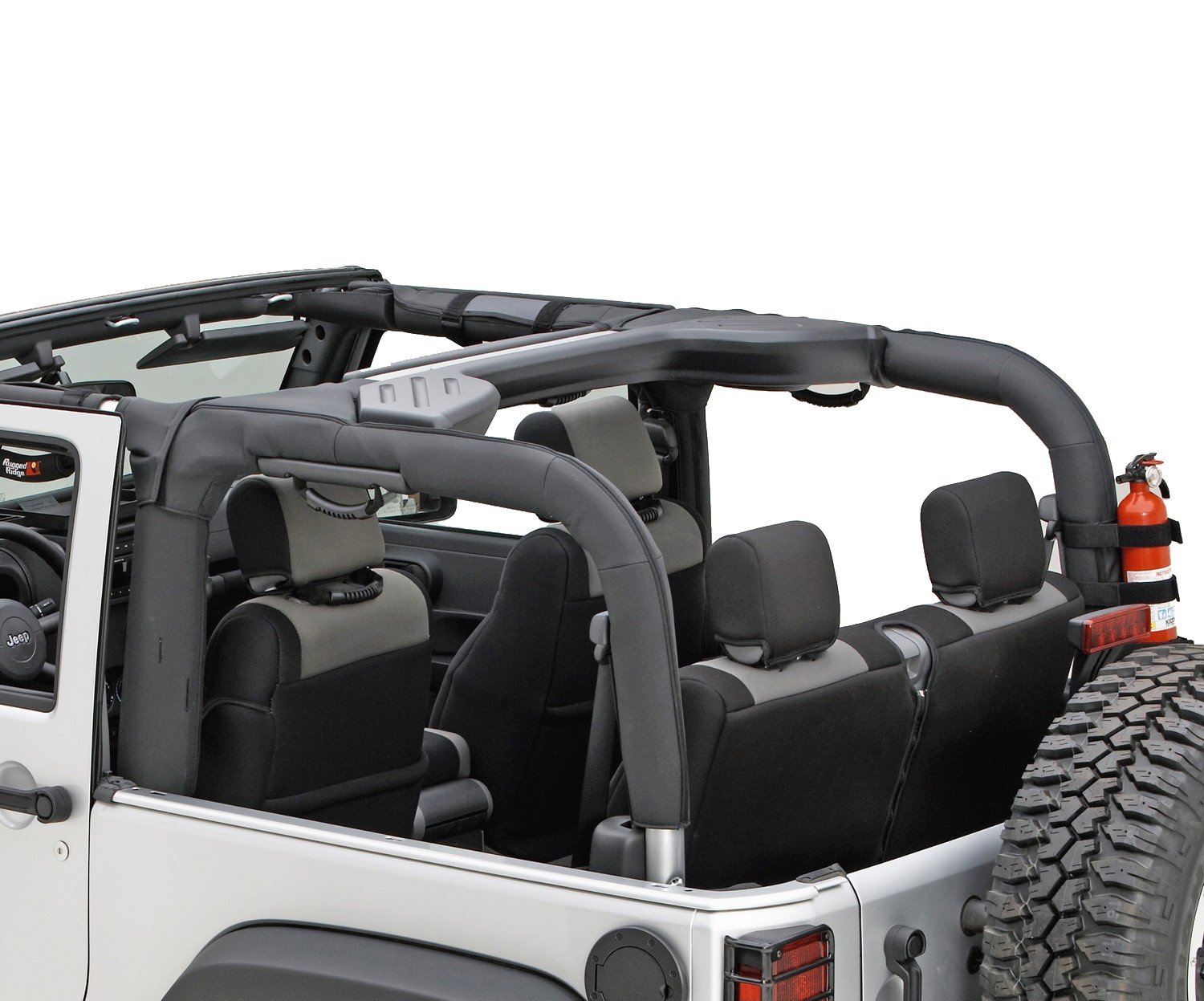 Rugged Ridge  Roll Bar Cover in Black Vinyl for 07-18 Jeep Wrangler  JK 2-Door | Quadratec