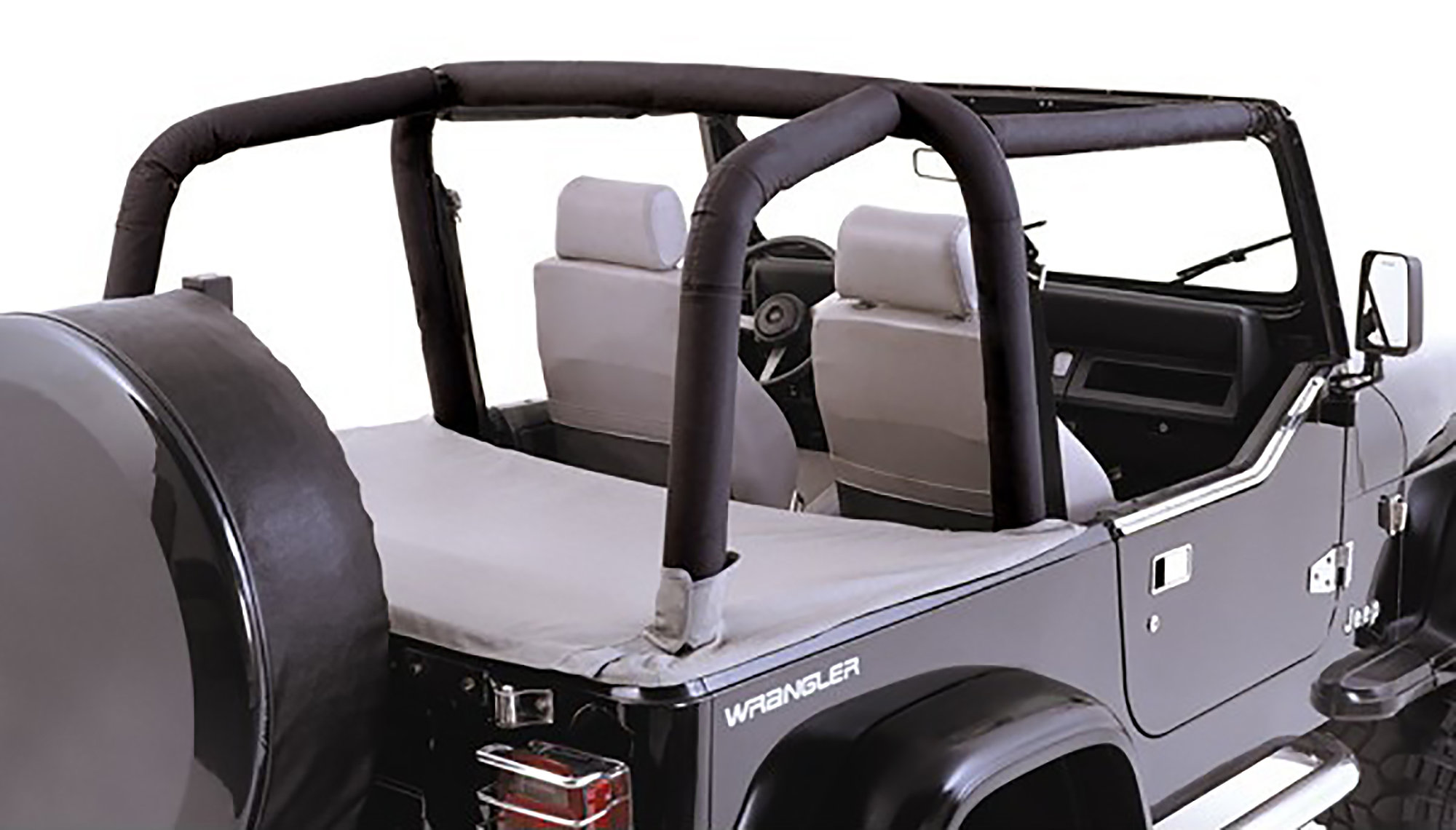 Rugged Ridge  Roll Bar Cover Kit in Black Denim for 92-95 Jeep  Wrangler YJ | Quadratec