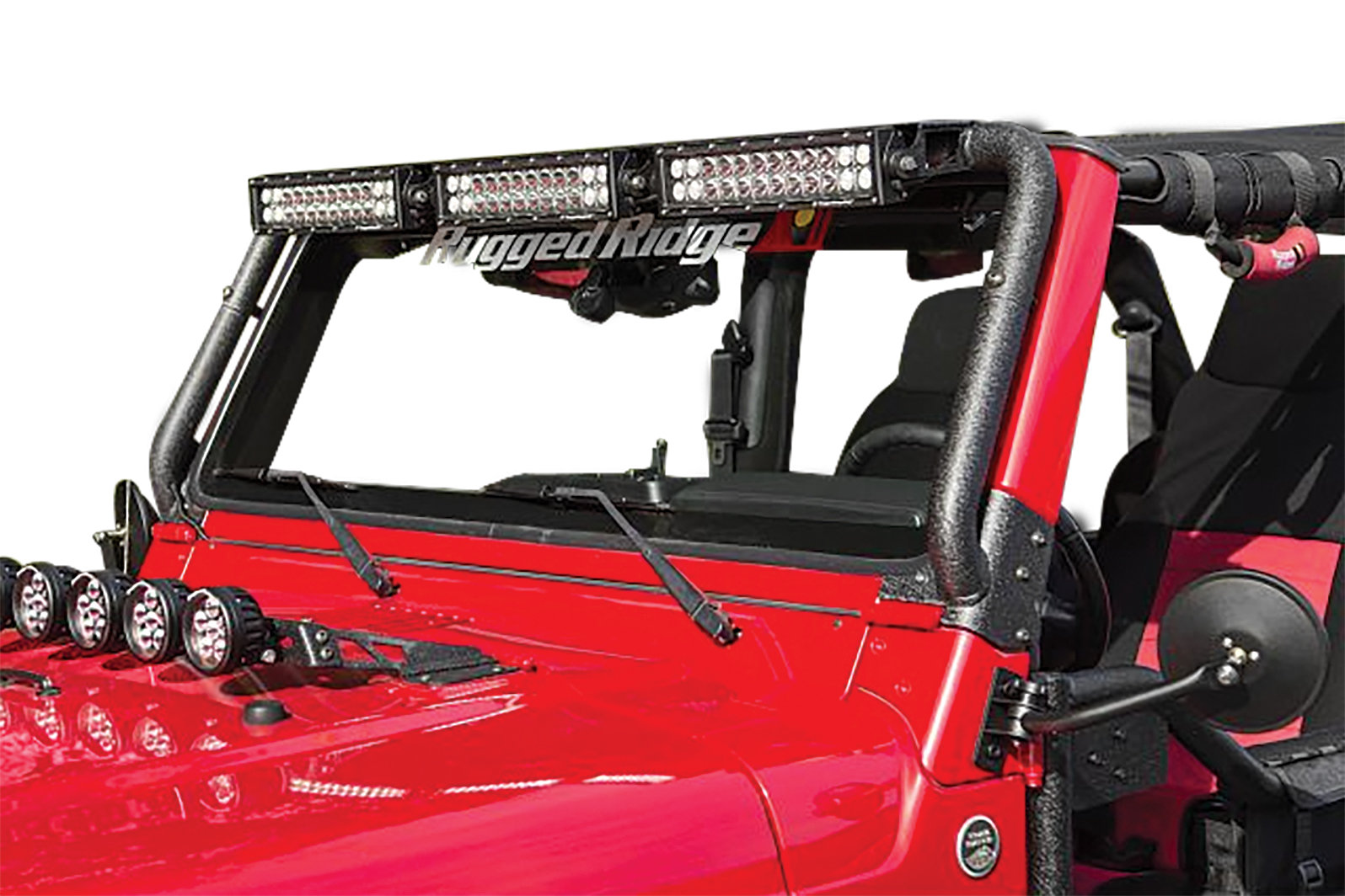 Rugged Ridge  Windshield Light Bar Mount for 97-06 Jeep Wrangler TJ  & Unlimited | Quadratec