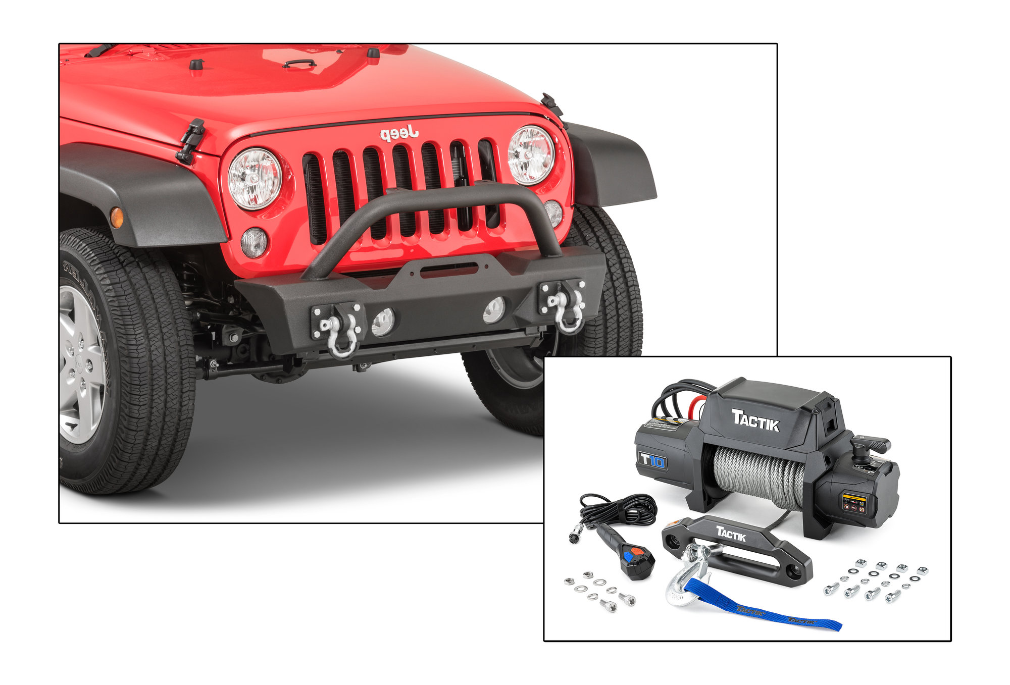 TACTIK Stubby Front Bumper and TACTIK Winch for 0718 Jeep Wrangler JK