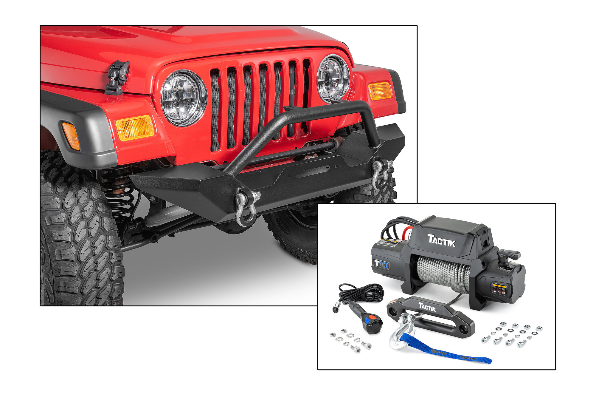 TACTIK Bumper and TACTIK Winch for 9706 Jeep Wrangler TJ Quadratec