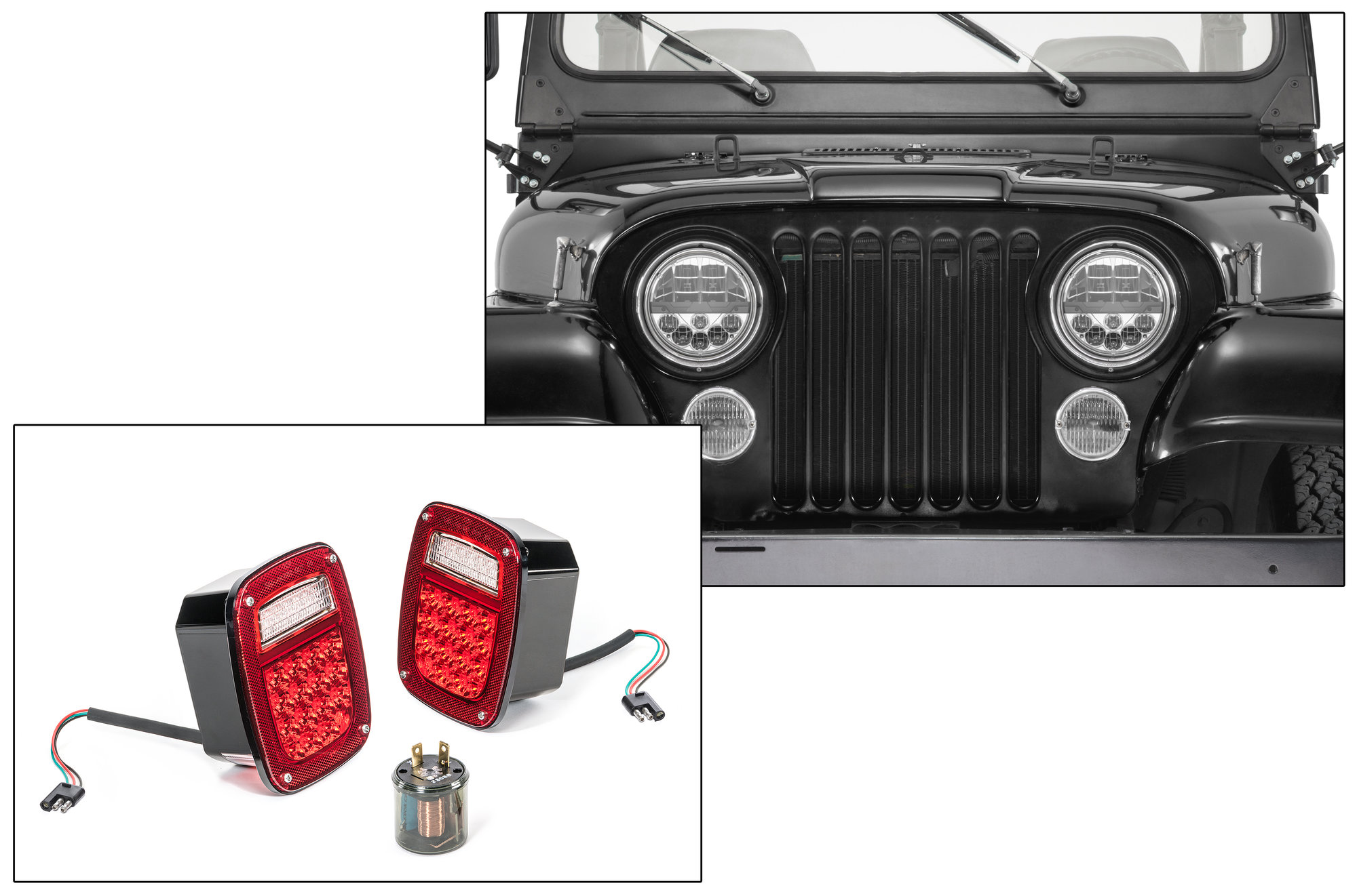 TACTIK Headlight & Tail Light Combo for 7686 Jeep CJ5, CJ7, & CJ8