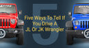 Red and blue Jeep Wranglers with text on a black background
