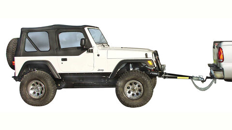 Jeep hitched to another vehicle
