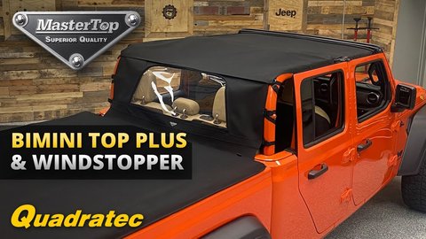 Embedded thumbnail for MasterTop Bimini Top Plus &amp;amp; Windstopper Combo for Jeep Gladiator JT