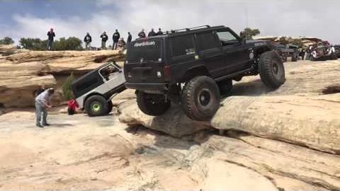 Embedded thumbnail for Jeep Cherokee XJ up double whammy on the Golden Spike trail Moab Utah