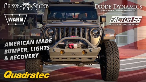 Embedded thumbnail for Gladiator Gets AMERICAN Made Bumper, Winch &amp;amp; Lights - Warn, Factor55, Diode Dynamics &amp;amp; Poison Spyder
