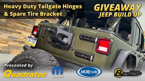 Embedded thumbnail for Win This Jeep! Quadratec Tailgate Relocation Bracket &amp;amp; MORryde Heavy Duty Tailgate Hinges